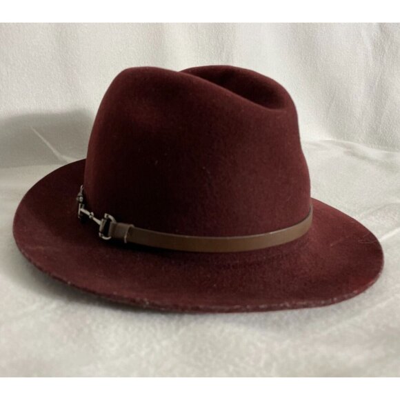 Karen Kane Accessories - Karen Kane Brown Felt Wool Fedora Hat Raw Edge Boho